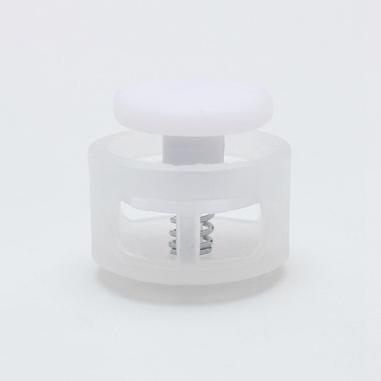 Clear 17mm plastic cord lock toggle with spring stopper, see-through body