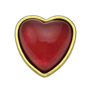 15mm heart buttons, red center with gold-tone border (front view)