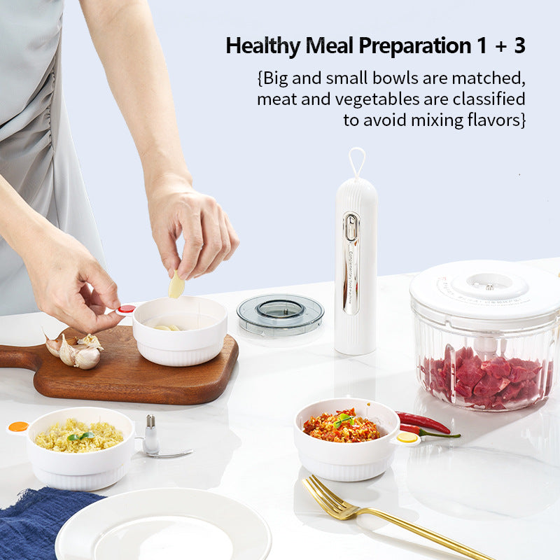 Portable Baby Food Blender & Meat Grinder – Rechargeable Handheld Processor with 3×150ml Bowls