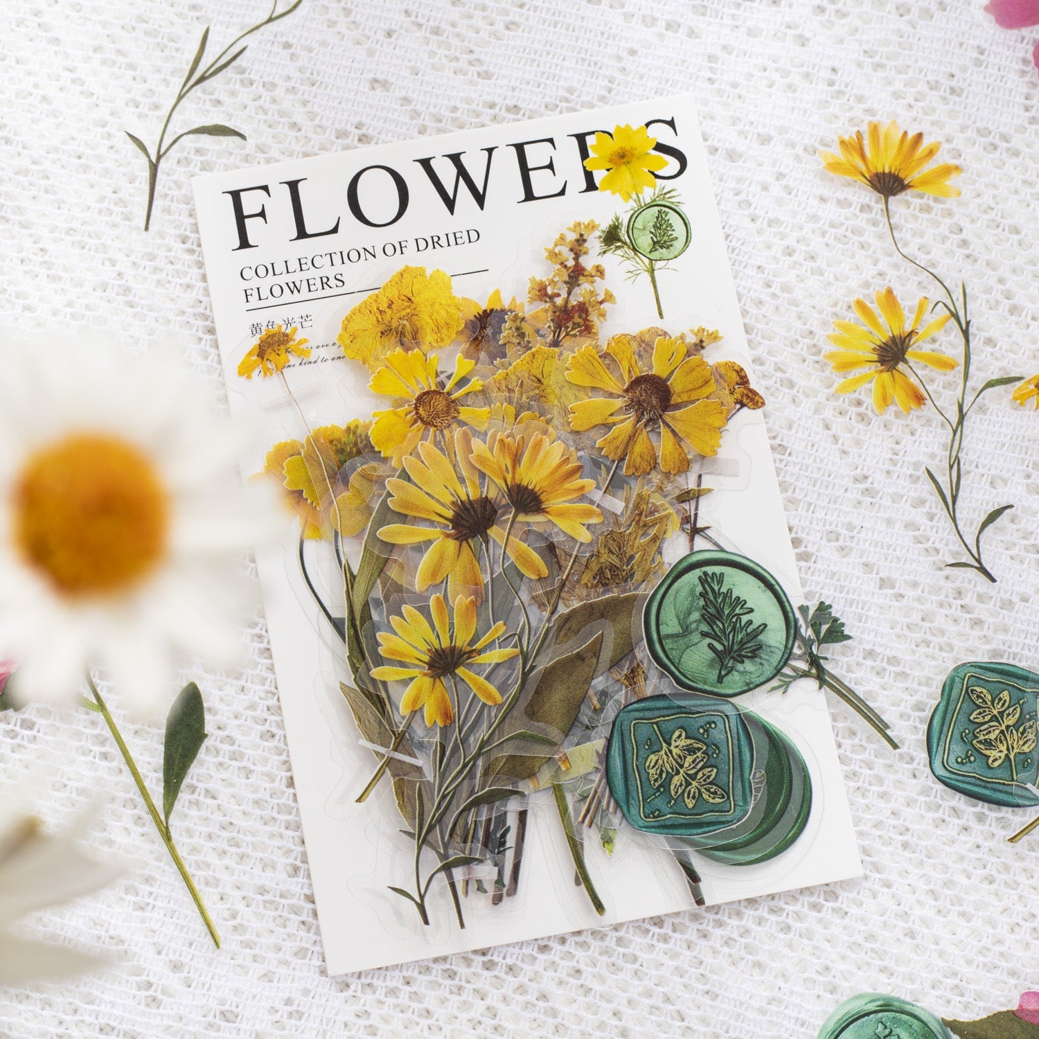 320-Piece Vintage Botanicals PET Sticker Pressed Flower & Wax Seal