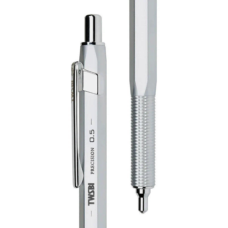 TWSBI Precision Mechanical Pencil - 0.5/0.7mm - Retractable Pipe Silver 0.5mm