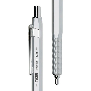 TWSBI Precision Mechanical Pencil - 0.5/0.7mm - Retractable Pipe Silver 0.5mm