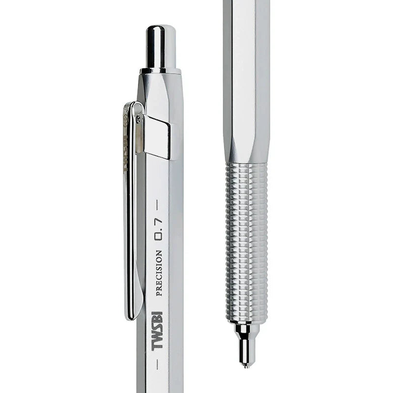TWSBI Precision Mechanical Pencil - 0.5/0.7mm - Retractable Pipe Silver 0.5mm