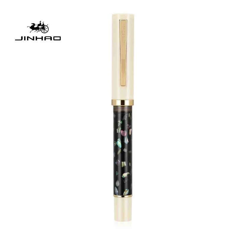 Jinhao 58 Fountain Pen, Iridium Nib with Shell Carving Ivory White (White Shell)