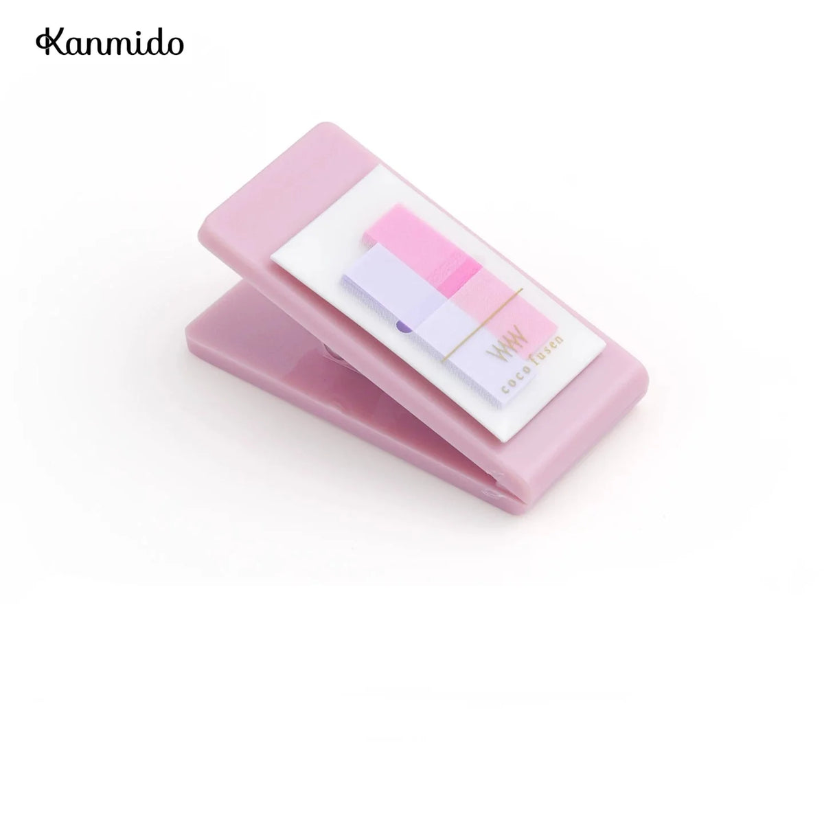 Kanmido Miniclip Coco Fusen MY FAVE Clip Sticky Note Dispenser | Refillable Index Tabs | 2 x 30 Sheets Rose