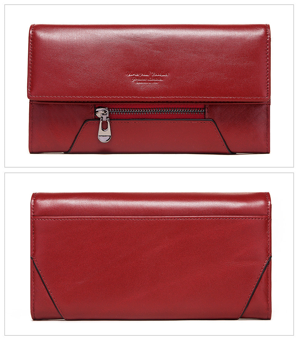 Genuine Leather Long Wallet for Women RFID Clutch