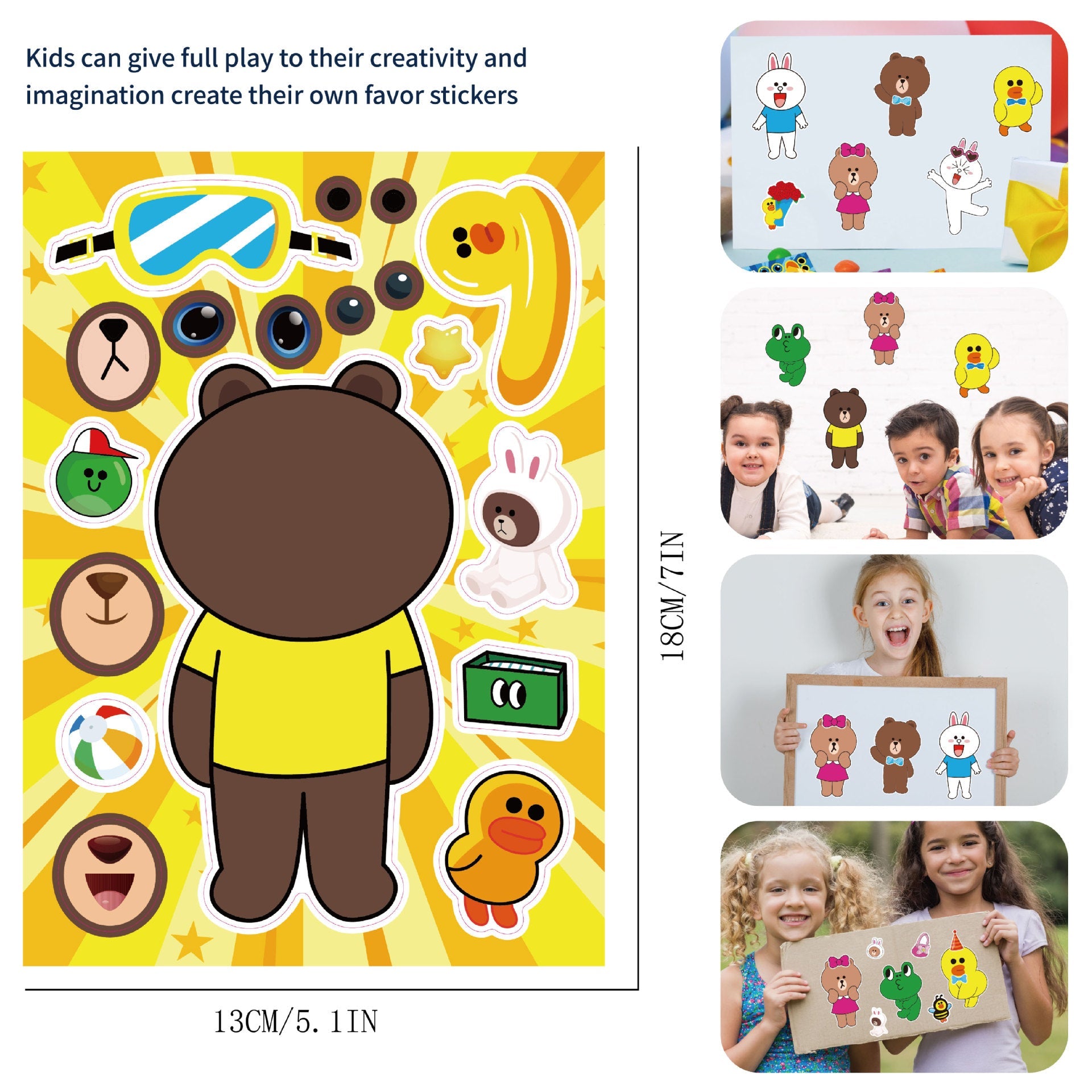 Make a Face Duck Rabbit Bear Stickers for Kids 24 Sheets