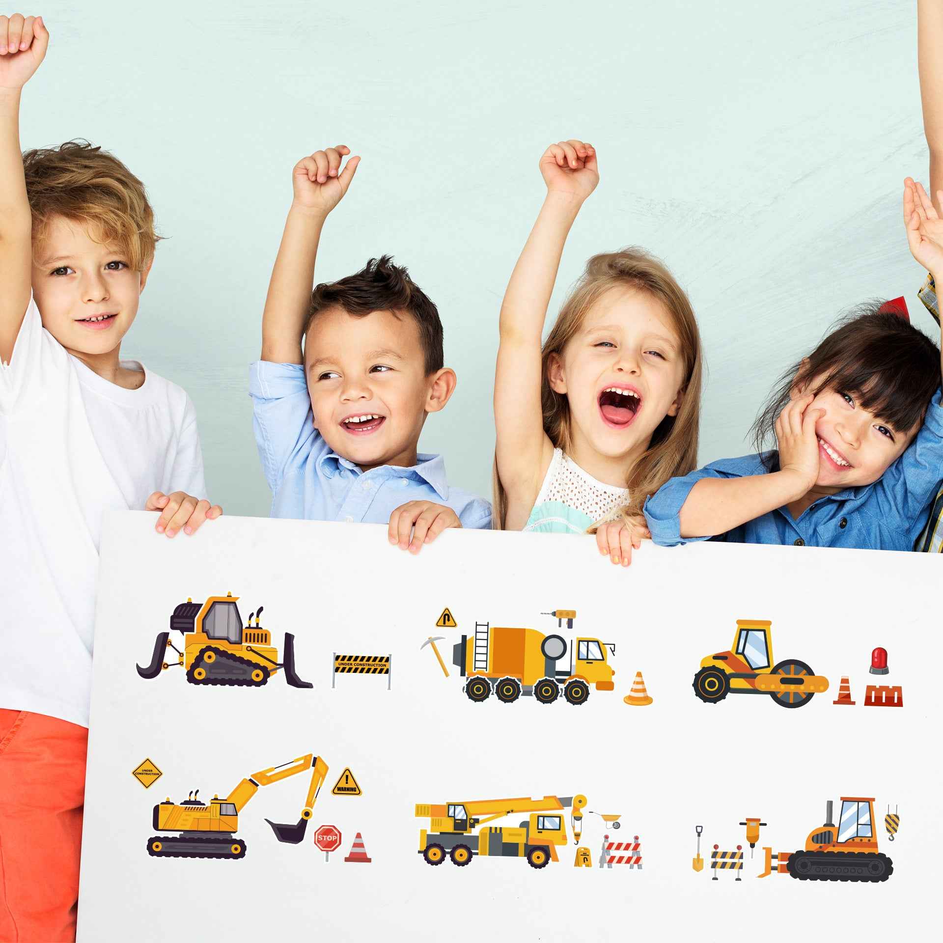 24 Sheets Engineering Vehicles Make Your Own Stickers for Kids