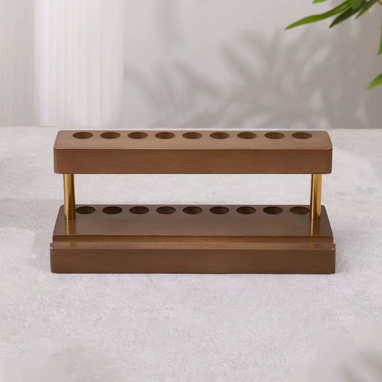 Wooden Pencil & Pen Holder with 9 Slots Cell Phone Stand B