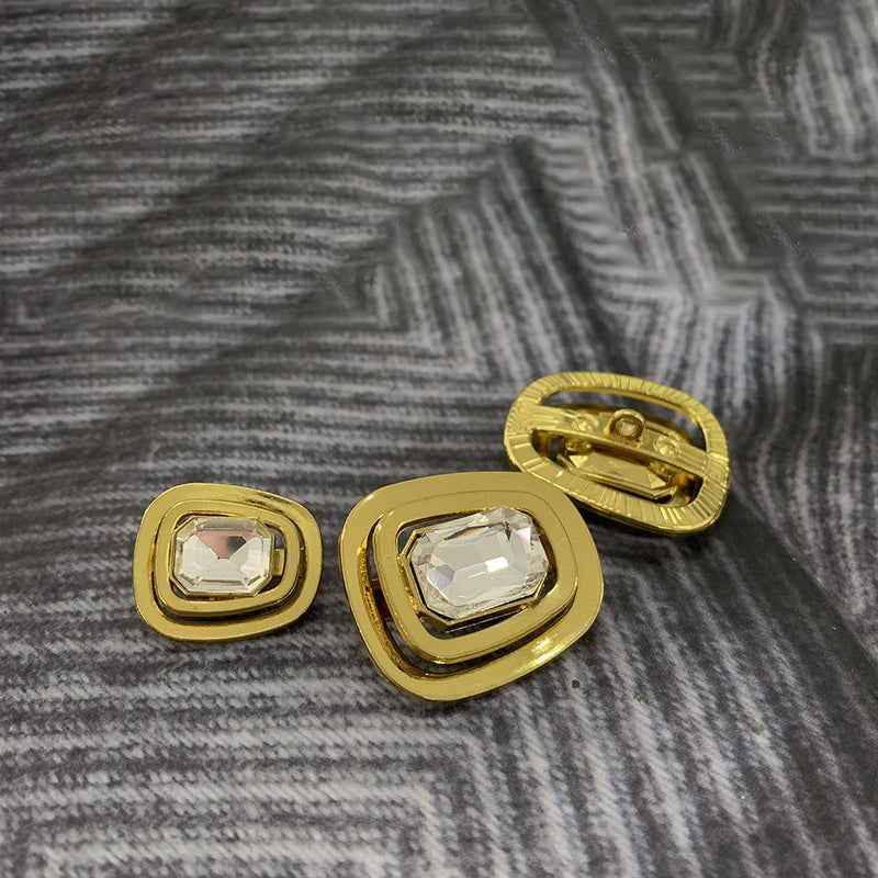 Gold gemstone shank buttons, faceted octagon front with matching back, 3-piece set