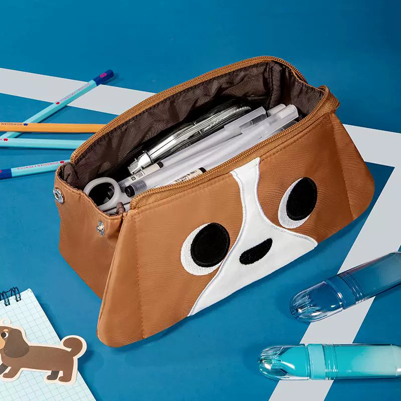 HongDian Baseball Dog 3-Layer Large Capacity Pencil Case A