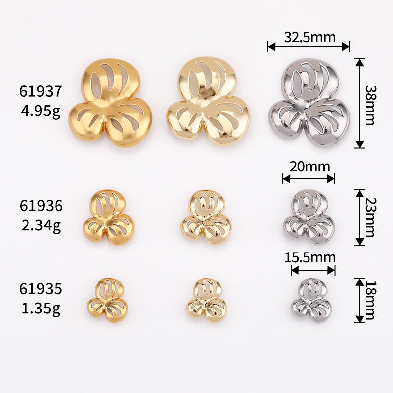 Hollow flower metal shank buttons, gold tone, set of 20 pieces