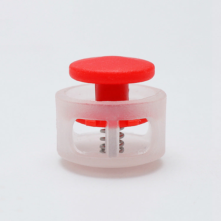 17mm Schnurstopper mit Feder, roter Knopf und transparentem Kunststoffgehäuse