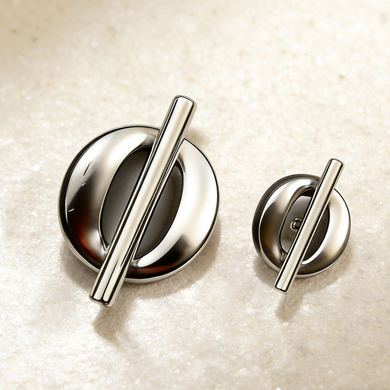Hohle Metallknöpfe silberfarben, rundes Ringdesign mit Stab-Elementen, 20er Pack