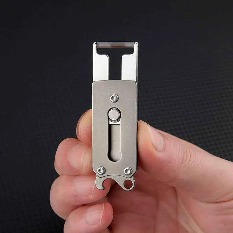 Mini Titanium Peeler Knife & Bottle Opener Keychain Multi-Tool