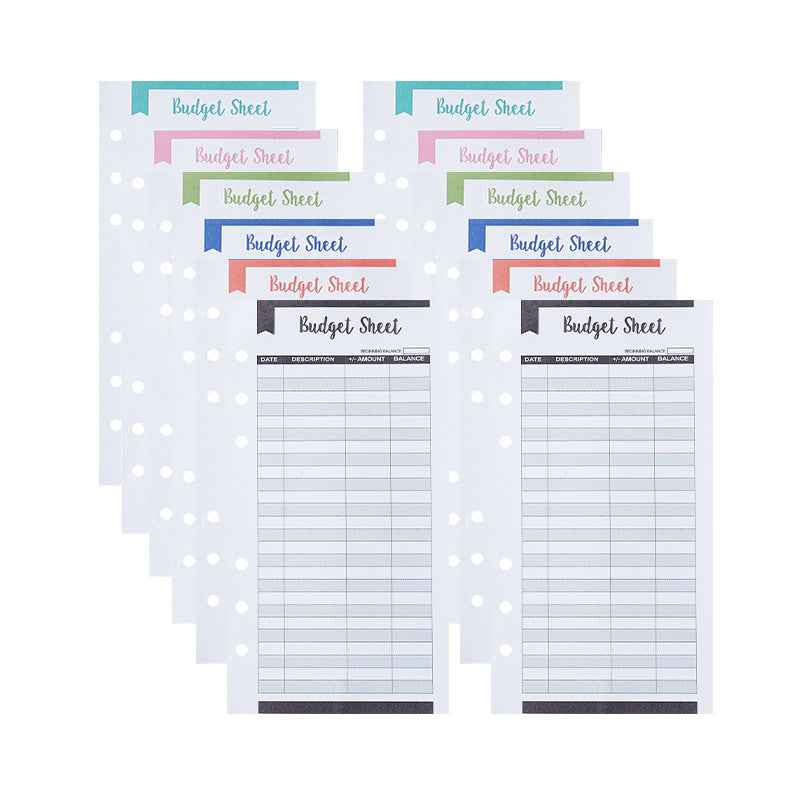 60 Expense Tracker 6-Hole Punched Budget Sheets for A6 Budget Binder A
