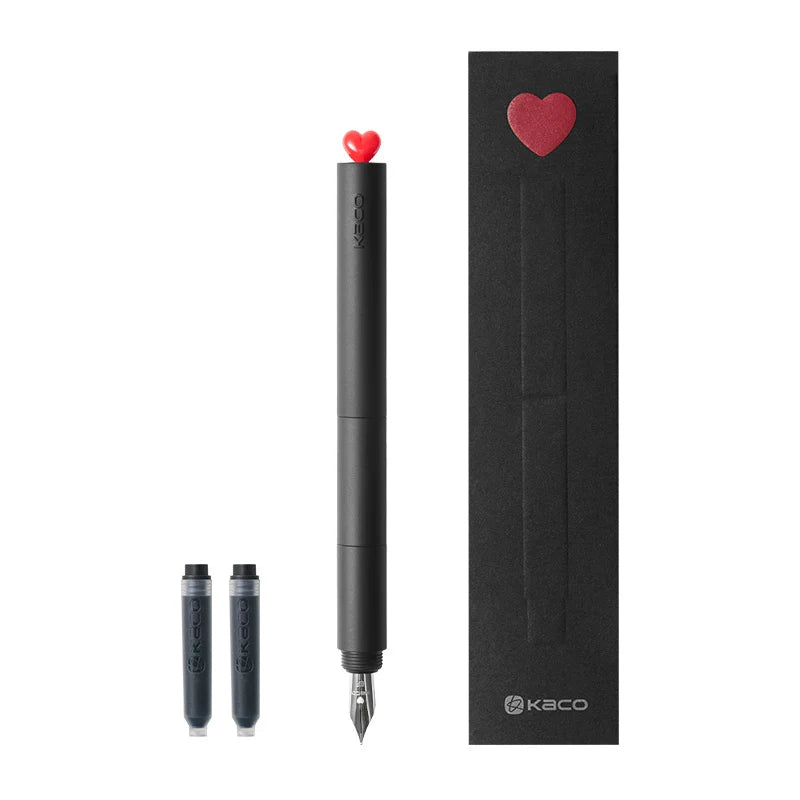 KACO First Heart Fountain Pen with EF Nib and 2 Black Ink Cartridges Black