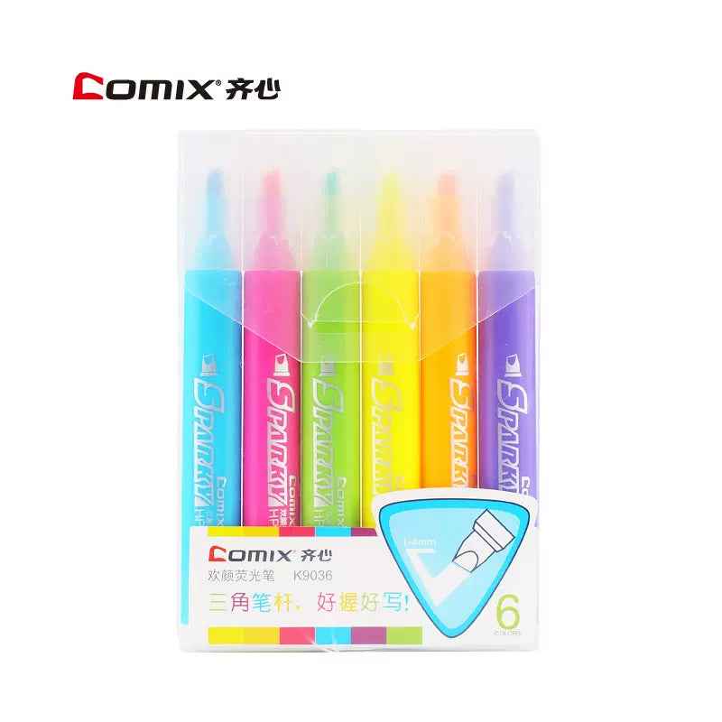 Comix K9036 Highlighters,1-5mm Chisel Tip,6 Colors