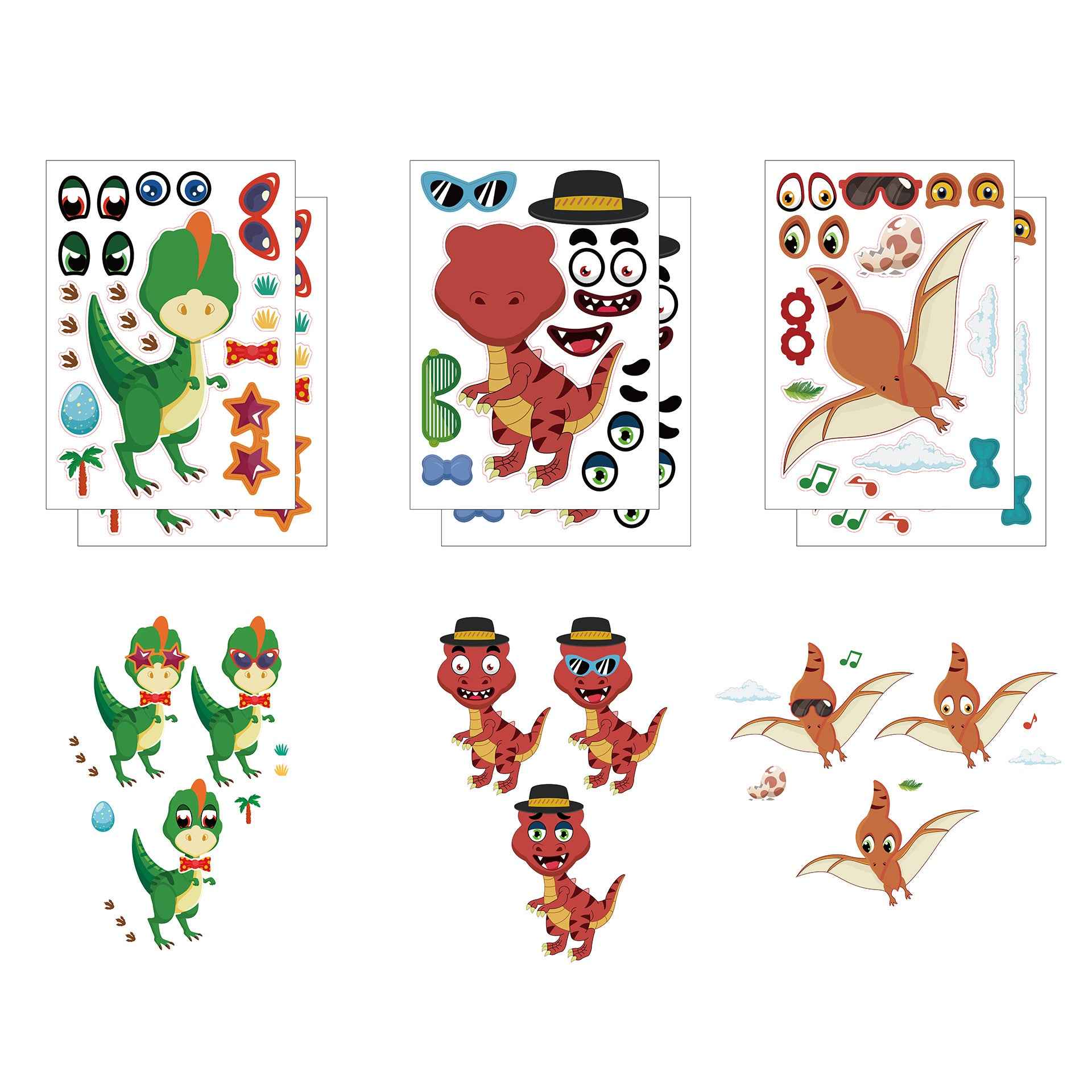 Make a Face Dinosaur DIY Stickers for Kids 24 Sheets