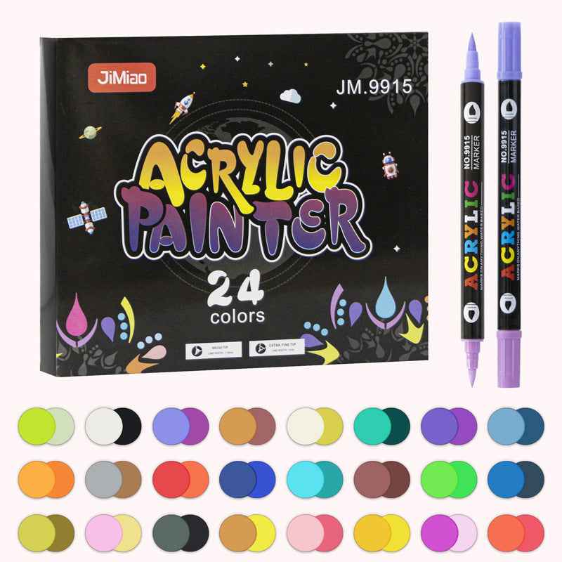 12/24/36 Colors Acrylic Paint Pens,Dual Brush Tip & Two Colors 24 PCS