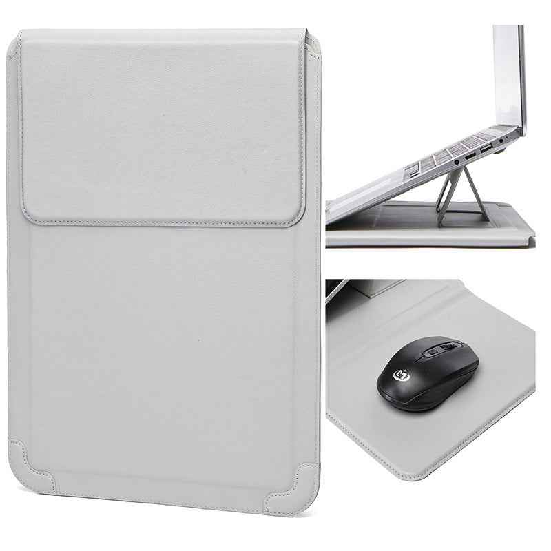 PU Leather Sleeve Case with Stand MacBook Air 13 14 inch Silver Grey