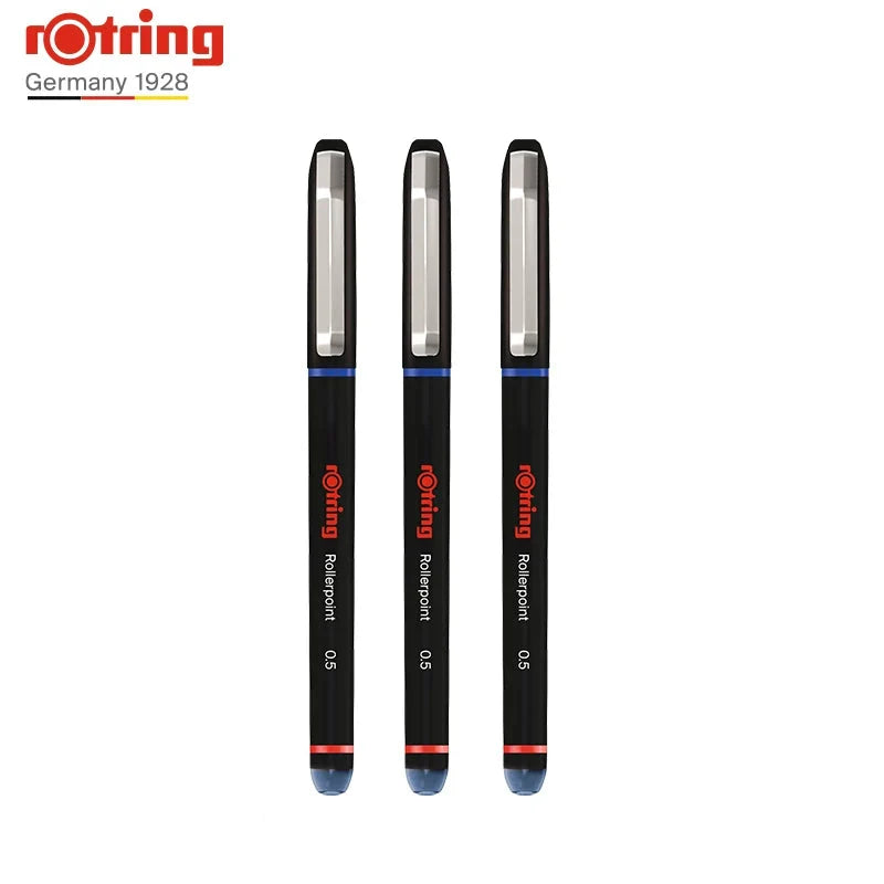 rOtring Rollerpoint Rollerball Pen 3-Pack – Blue Ink | Needle Tip | 0.5mm / 0.7mm | Liquid Ink Precision Liner 0.5mm