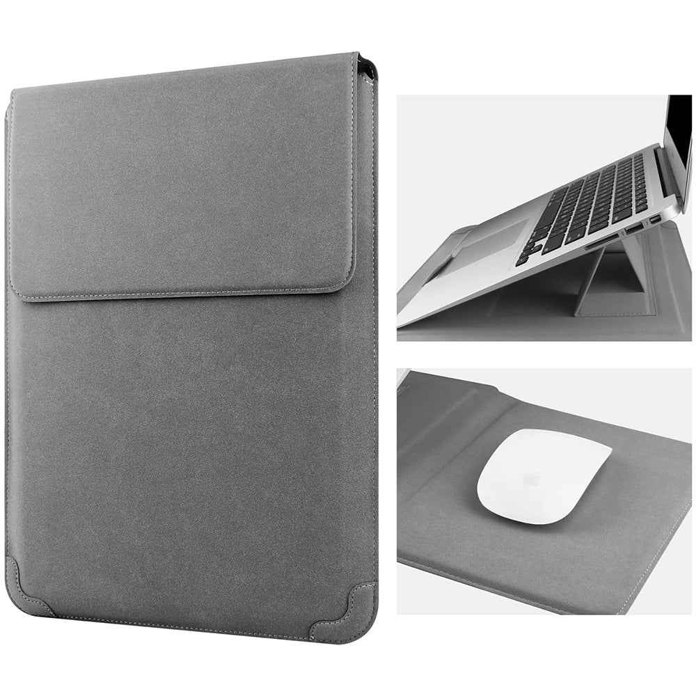 PU Leather Sleeve Case with Stand MacBook Air 13 14 inch Dark Grey Matte