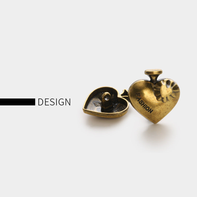 Heart-Shaped Metal Buttons for Coats & Cardigans, 20-Pack