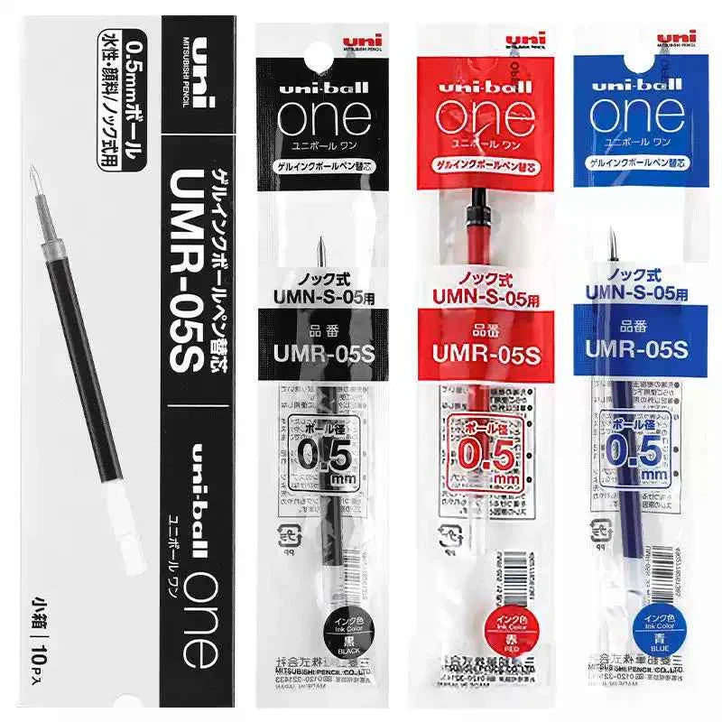 Uni-ball One UMR-05S Gel Pen Refill - 0.5 mm - Black/Blue/Red Ink 10 Pack