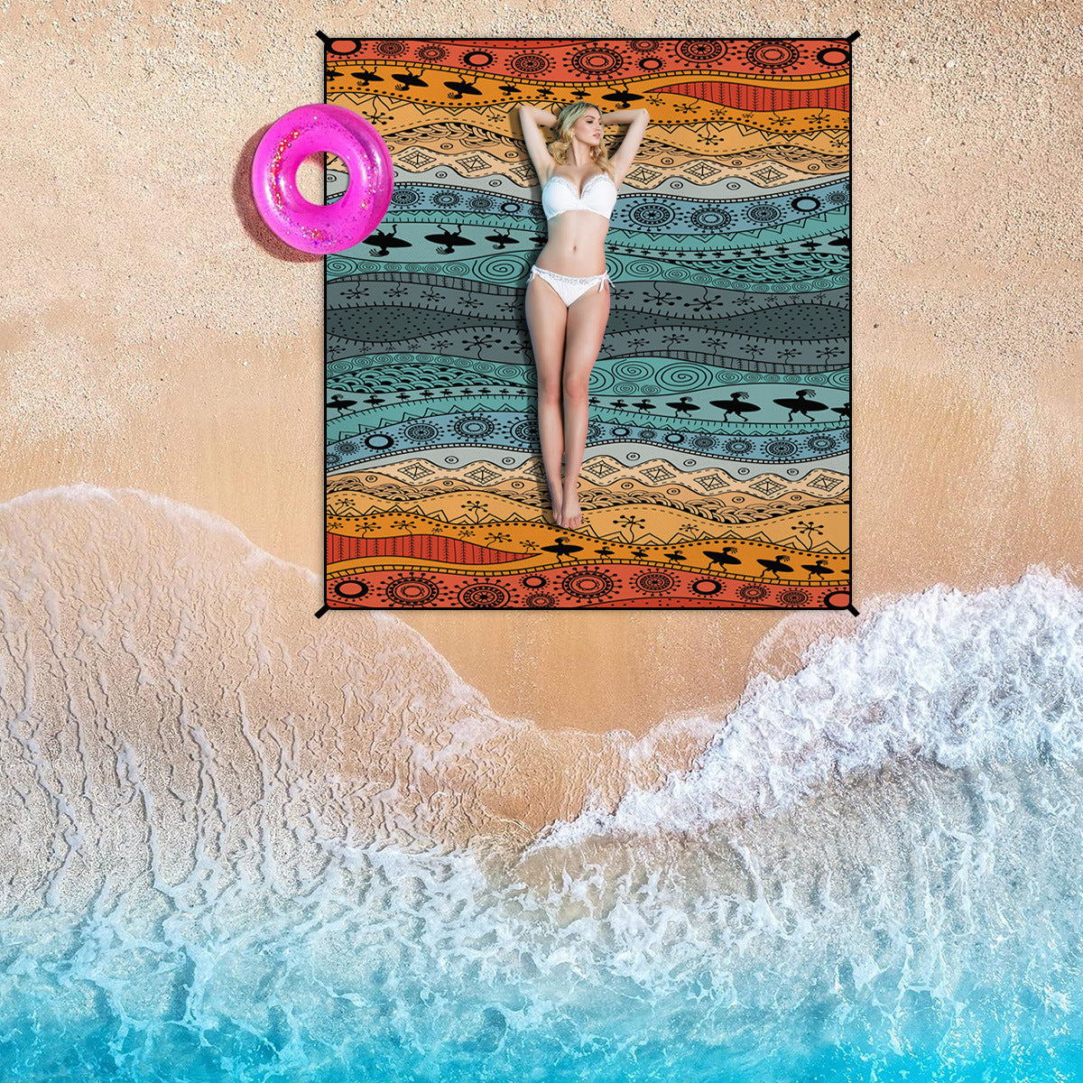 Bohemian Beach Mat & Outdoor Picnic Blanket – Waterproof 220 x 180cm