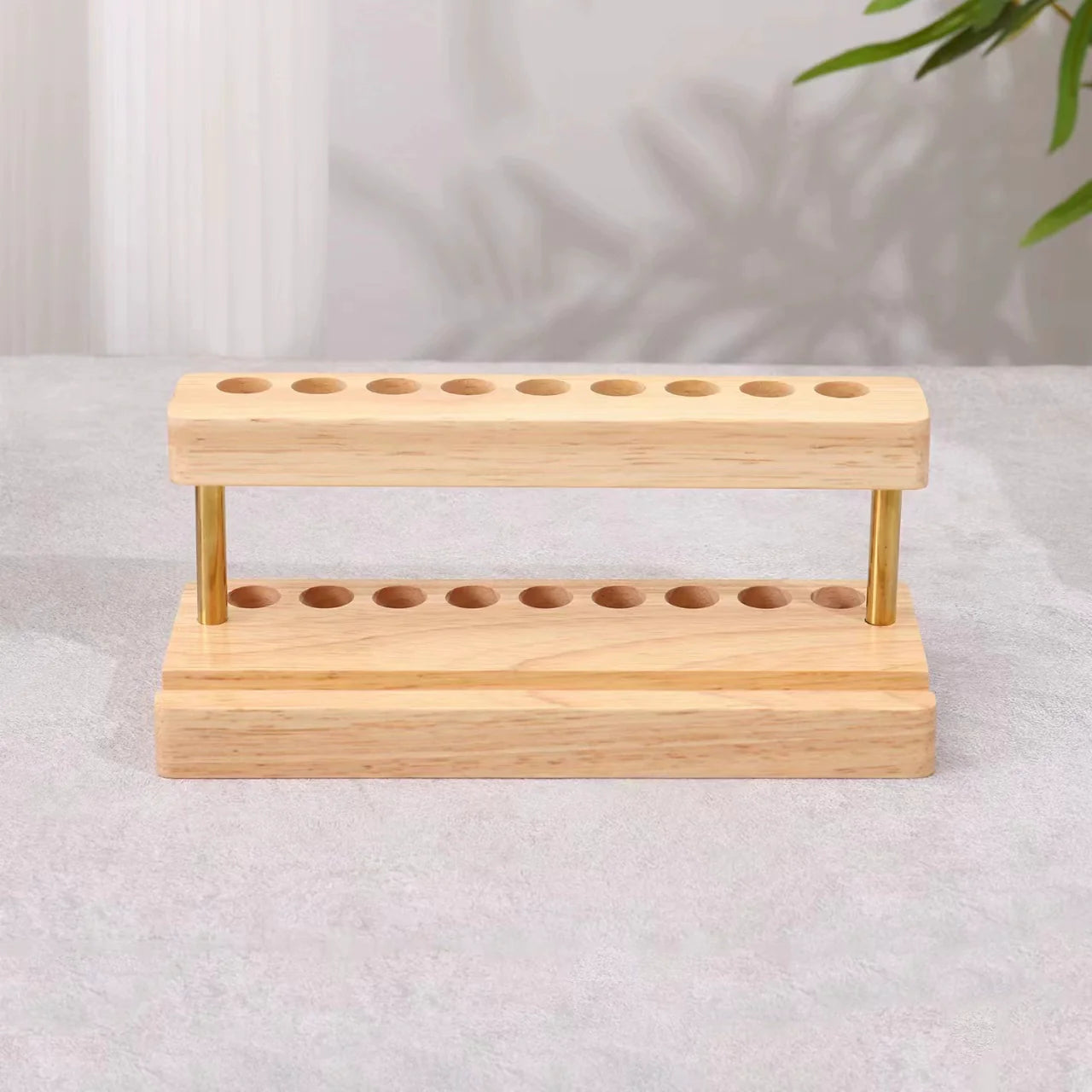 Wooden Pencil & Pen Holder with 9 Slots Cell Phone Stand E