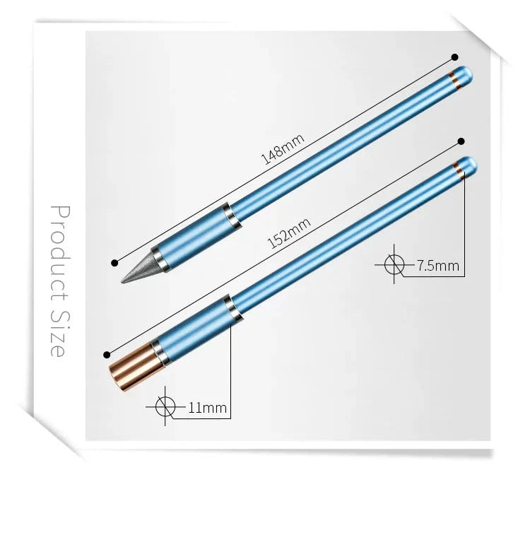 GNASEET Inkless Eternal Pen – Magnetic Fidget Cap, Metal Body | 148x7.5mm | Gold / Silver / Blue / Black