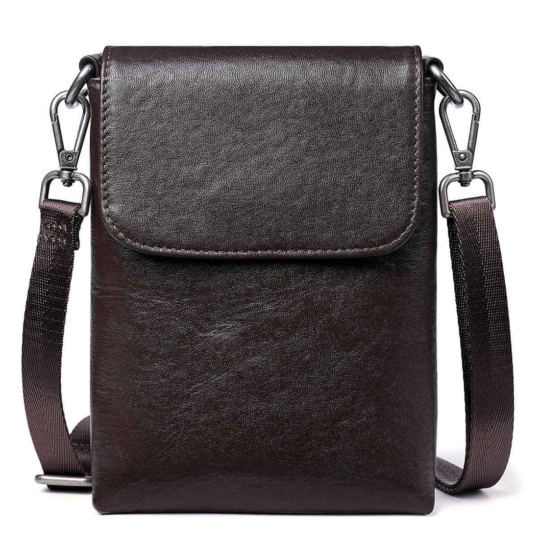 Leather Phone Crossbody Bag – Slim Flip-Cover Pouch for Men & Women Black