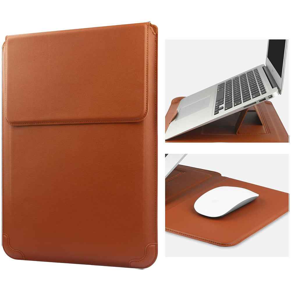 PU Leather Sleeve Case with Stand MacBook Air 13 14 inch Brown