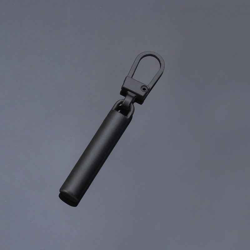 Black slim detachable metal zipper pull, 50x6mm, with loop handle