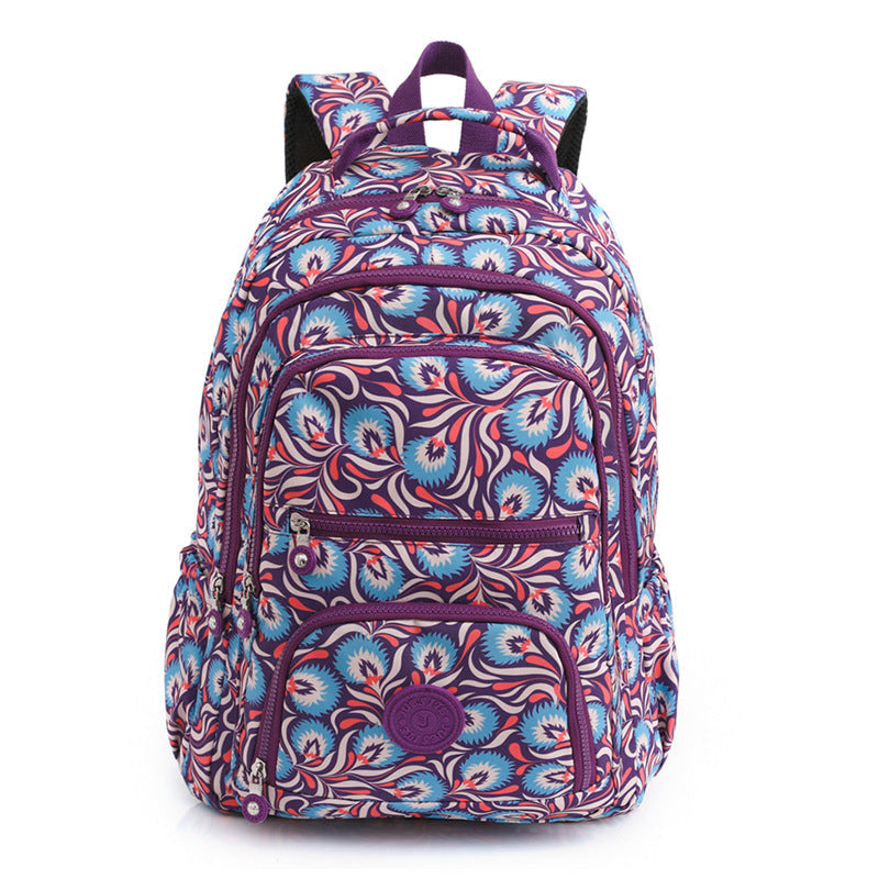 55L Lightweight Water-Resistant Backpack Outdoor Travel Bag Purple Feather