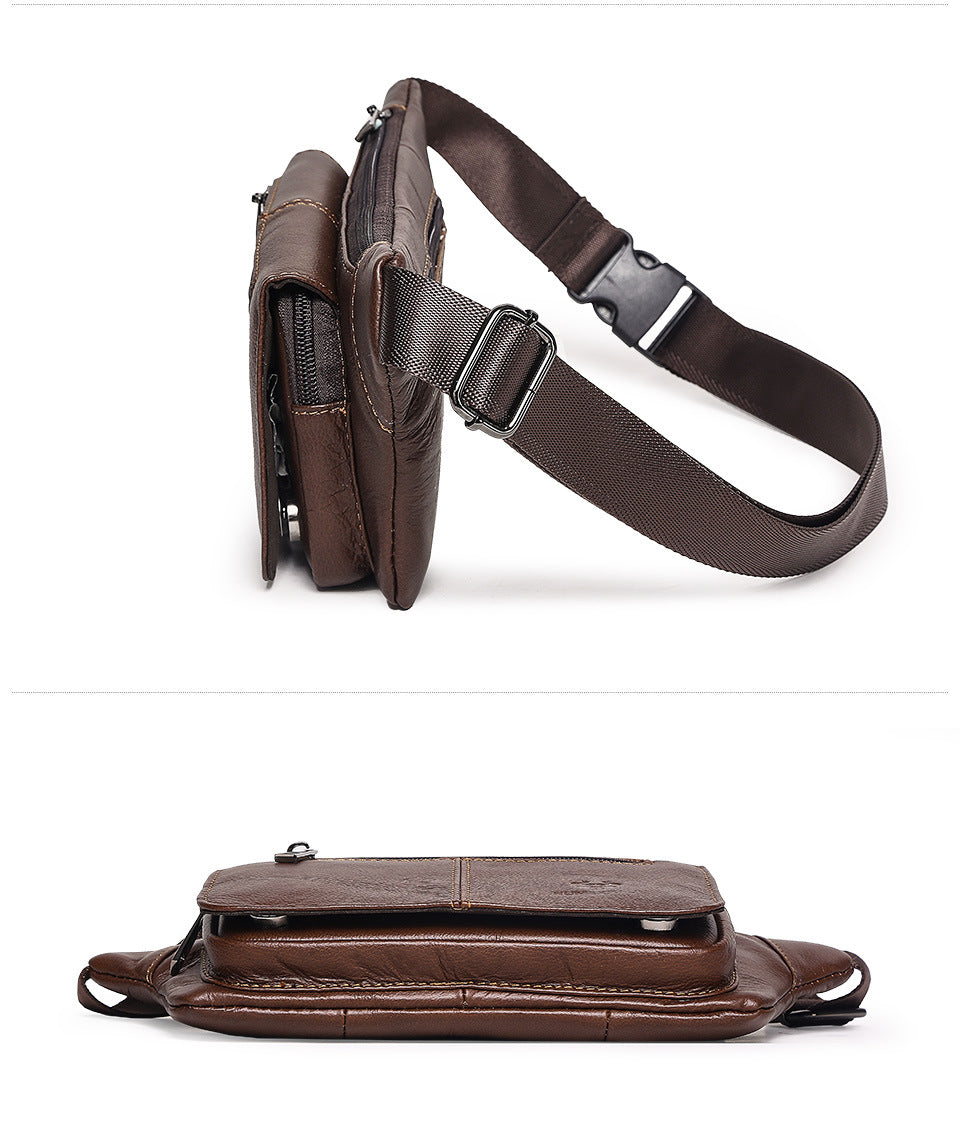 Genuine Leather Waist Crossbody Bag,Outdoor Sports Chest Pack