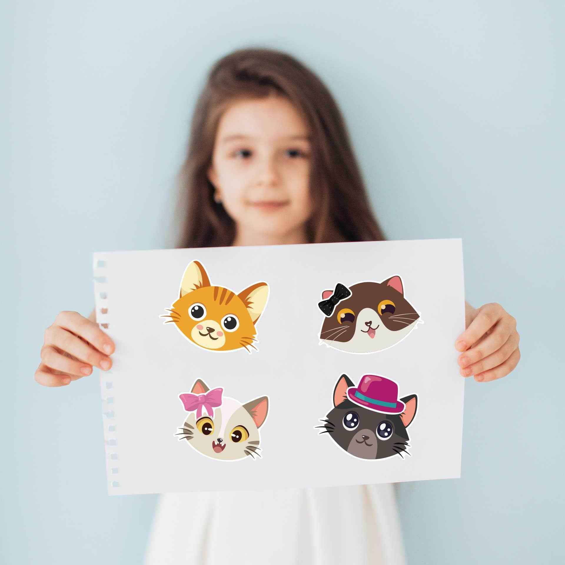 36 Sheets Cartoon Cats Make Your Own Stickers for Kids