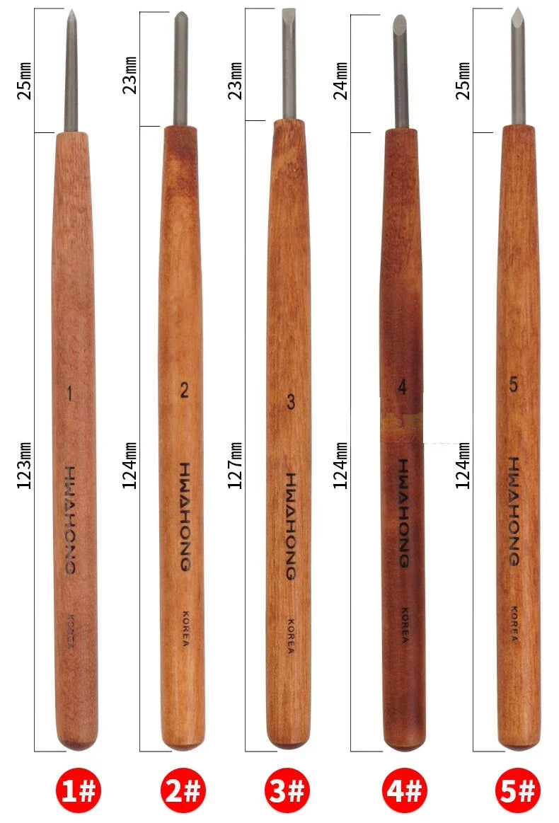 HWAHONG Copperplate Engraving Needle Tool for Soft Metal, 5 Tip Options