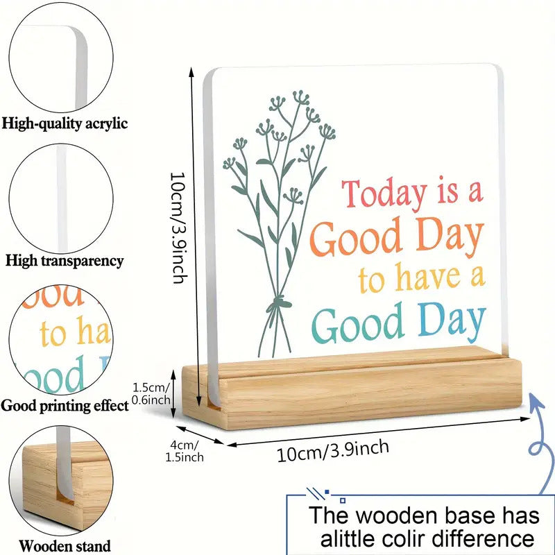 A Good Day Positive Desk Decor Sign for Office Home 2 Pack
