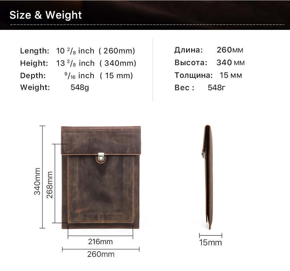 Genuine Leather Laptop Sleeve 13.3" with Clasp Closure