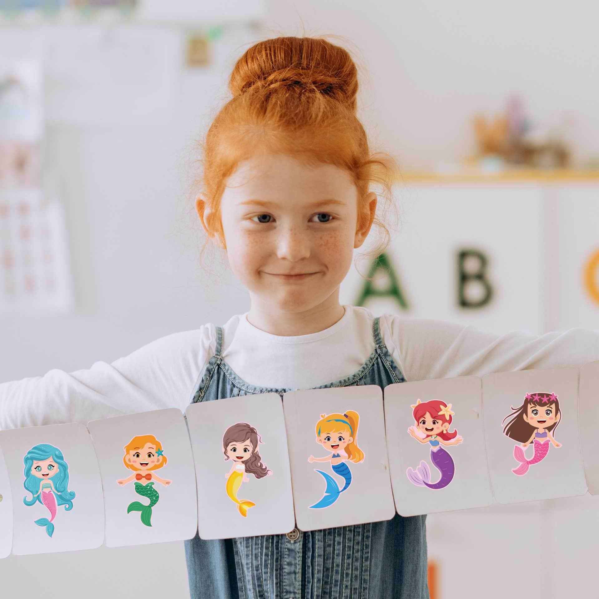 24 Sheets Mermaid Make a Face Sticker Sheets for Kids Girls