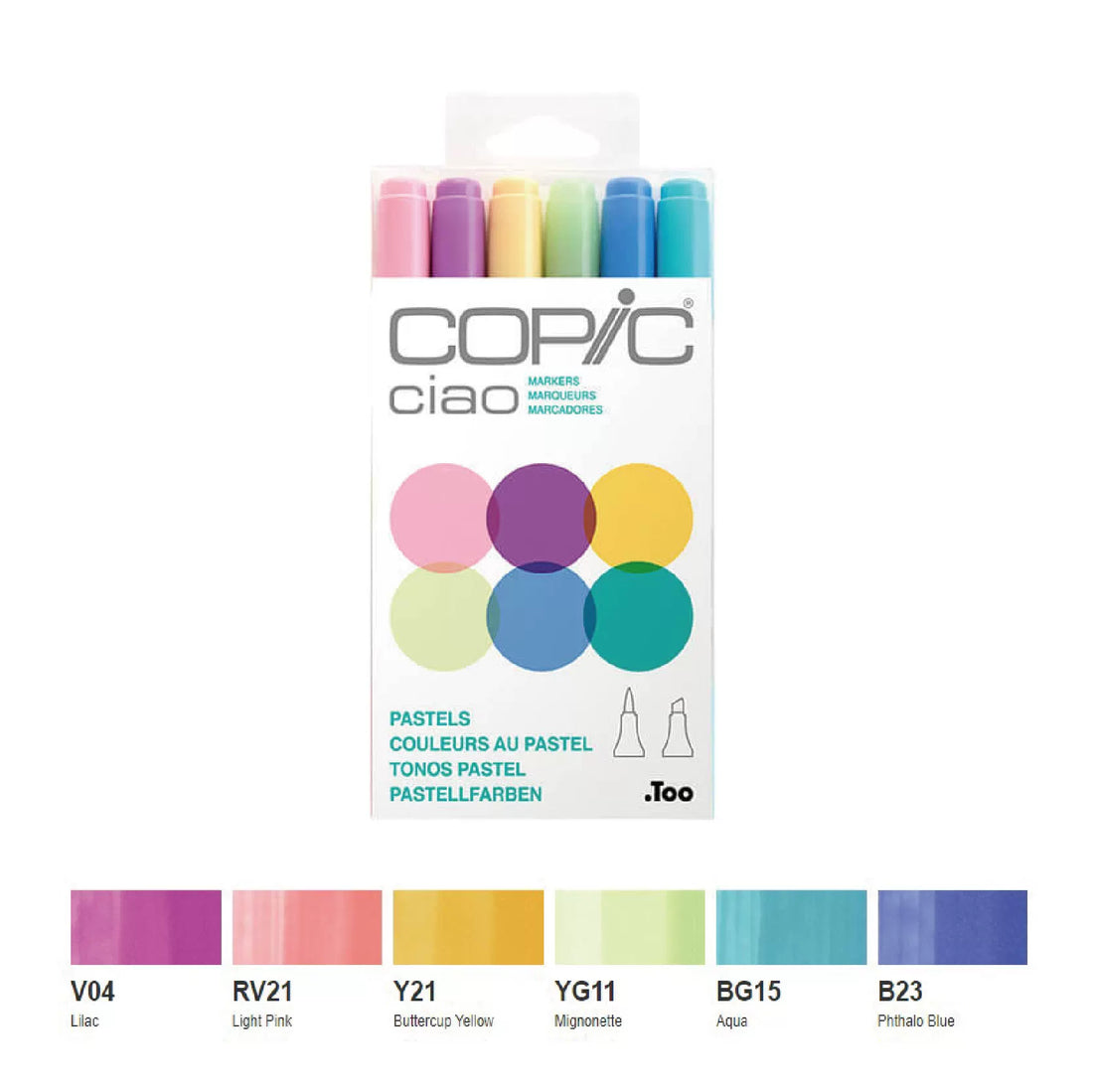 Copic Ciao,Alcohol-based Brush Markers,6 Color Pastel