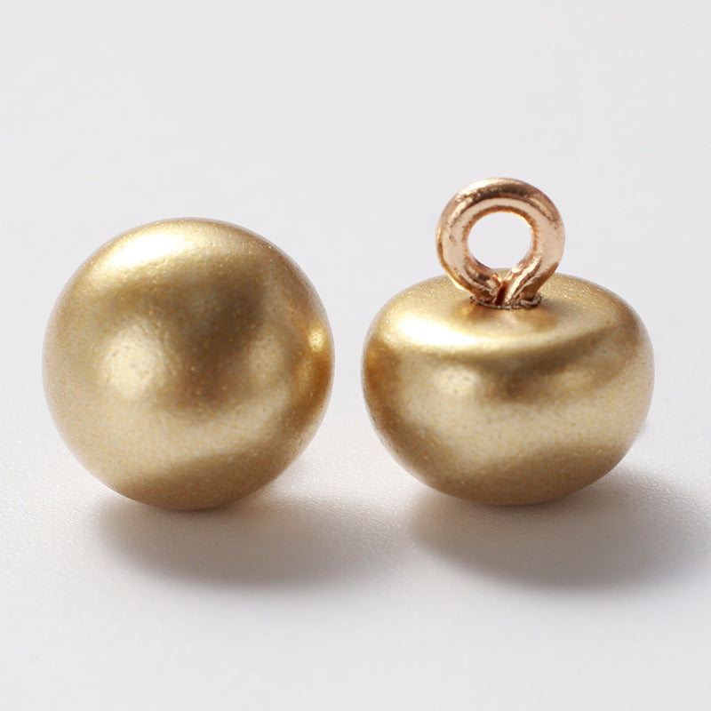 Goldfarbene Resin-Perlenknöpfe mit Metallöse, rund, glänzende 10-mm-Optik