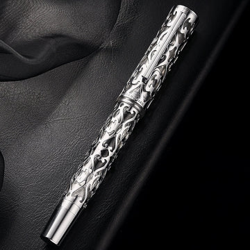 Hongdian D1 Piston Fountain Pen Hollow Skeleton Resin Pen Silver