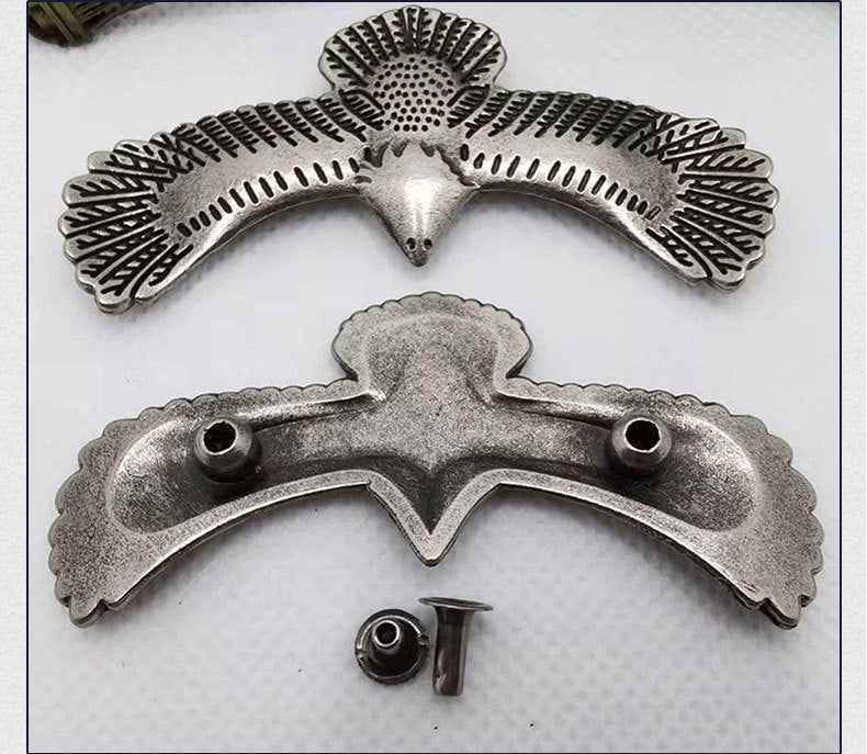 Antique silver eagle rivet studs, round snap-on fasteners