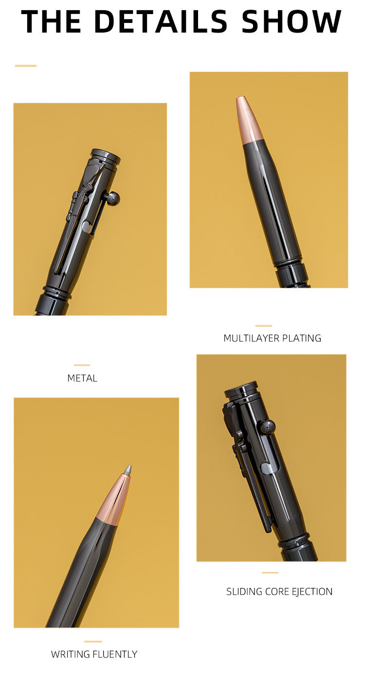 Bolt Action Tactical Metal Ballpoint Pen 3-Pack 1.0mm Black Ink