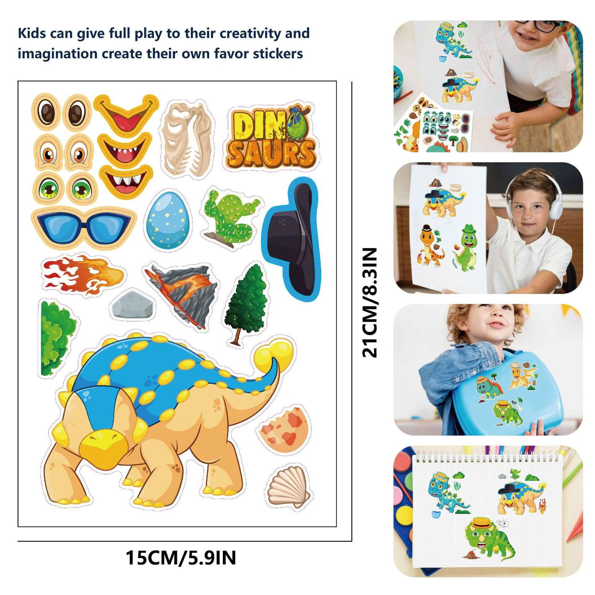 Make a Face Tyrannosaurus Rex Stickers for Kids 32 Sheets