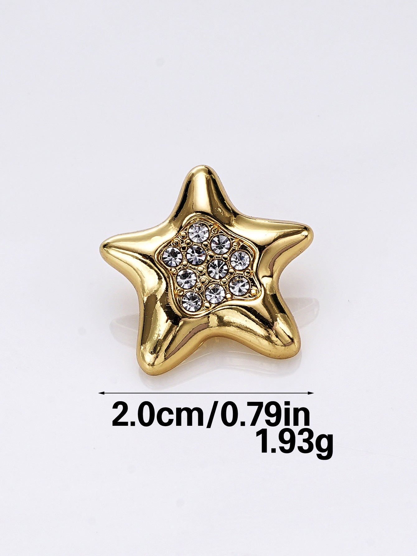 Goldener Stern-Knopf aus Metall mit Strassbesatz und Metall-Öse