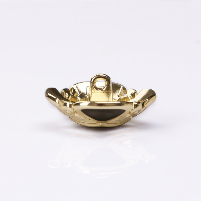 Gold metal back of Letter M enamel button with 2-hole shank